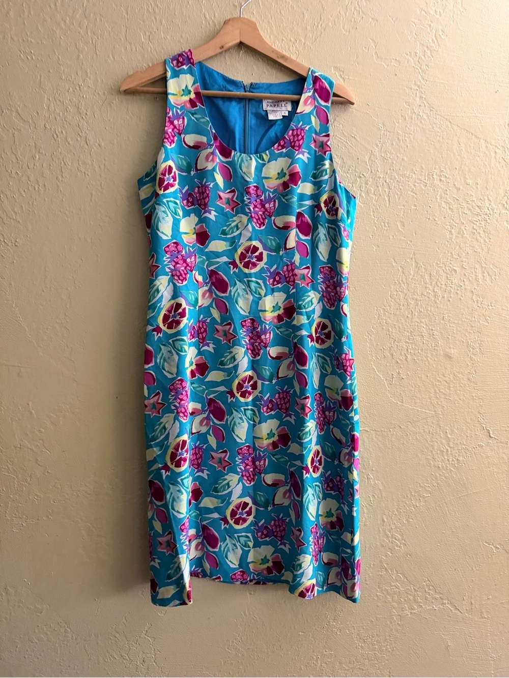 Adrianna Papell Turquoise and Pink Floral Midi Silk Dress